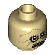 Minifig Head Scarecrow, Stitched Lines, Tattered Eye Holes, Stitched Together Mouth Print