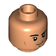 Minifig Head Wong, Goatee Stubble, Raised Right Eyebrow, Cheek Lines Print