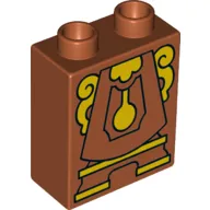 Duplo Brick 1 x 2 x 2 with Bottom Tube with Bottom Clock (Cogsworth) Print