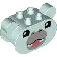 Duplo Brick 2 x 4 x 2 Rounded Ends with Ears and Hippo Face Print