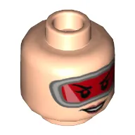 Minifig Head Dr Octopus (Doc Ock), Large Red Goggles, Coral Lips, Open Mouth Smile Print