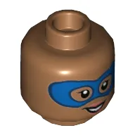 Minifig Head Ms. Marvel, Blue Eyemask, Dark Pink Lips, Open Mouth / Closed Mouth Print