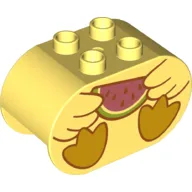 Duplo Brick 2 x 4 x 2 Rounded Ends with Duck Body and Watermelon Slice Print