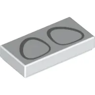 Tile 1 x 2 with Light Bluish Grey Eyes print