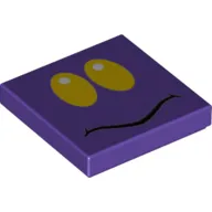 Tile 2 x 2 with Yellow Eyes, Black Squiggly Mouth print