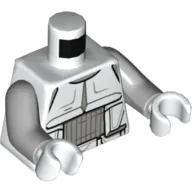 Torso Armour, Scout Trooper, Dark Bluish Gray Chest Panel Print, Light Bluish Gray Arms, White Hands