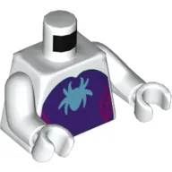 Torso Bodysuit, Dark Purple Panel with Magenta Webbing and Dark Azure Spider Logo Print, White Arms and Hands