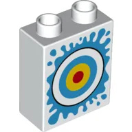 Duplo Brick 1 x 2 x 2 with Bottom Tube, Target and Water Splash Print