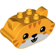 Duplo Brick 2 x 4 x 2 Ears and Pointed Ends with Tiger Face Print