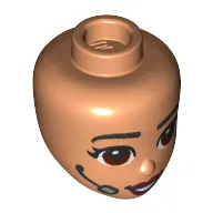 Minidoll Head with Reddish Brown Eyes, Dark Red Lips, Headset Microphone print
