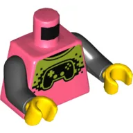 Torso Shirt with Lime and Black Game Controller Print, Black Arms, Yellow Hands