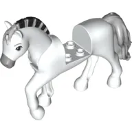 Animal, Horse with Raised Leg, Moveable Head, Black and Light Bluish Gray Striped Roached Mane, Light Bluish Gray Nose and Tail