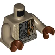 Torso Robes, Open over Dark Bluish Gray Chestplate, Two Braids Print, Dark Tan Arms, Reddish Brown Hands