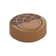 Tile Round 1 x 1 with Dark Brown Acorn Print