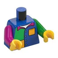 Torso, Odd Arms, Shirt, Bright Green and Bright Light Orange Panels, Pocket, Buttons, Magenta Collar print, Left Bright Green Arm, Right Magenta Arm, Yellow Hands