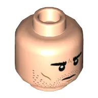 Minifig Head Albert Runcorn / Harry Potter, Stern with Stubble Beard / Lightning Scar with Round Glasses Print