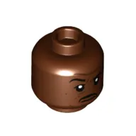 Minifig Head Stanley Hudson, Black Moustache, Grumpy with Raised Eyebrow / Annoyed print