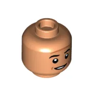 Minifig Head Oscar Martinez, Reddish Brown Contour Lines, Slight Smile with Thin Open Mouth / Serious print