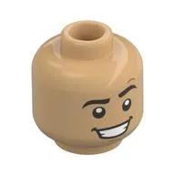 Minifig Head, Raised Eyebrow, Mean Smile Print