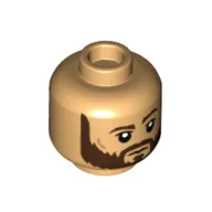 Minifig Head Cassian Andor, Dark Brown Beard and Eyebrows, Closed Mouth / Open Mouth with Teeth Print