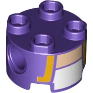 Brick Round 2 x 2, Pin Holes with Gold Lapels and White Undershirt Print