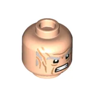 Minifig Head Miles Quartich, Bushy Light Bluish Grey Eyebrows, Scars, Angry Mouth, Clenched Teeth Print