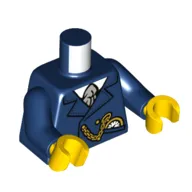 Torso Jacket, Gold Watch on Chain, White Shirt, Light Bluish Grey Tie print, Dark Blue Arms, Yellow Hands