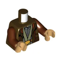 Torso, Robe, Olive Green Scarf, Sand Blue Tunic print, Reddish Brown Arms, Warm Tan Hands