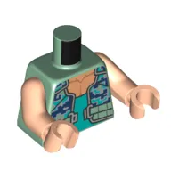 Torso, Dark Purple/Dark Turquoise Squares, Dark Turquoise Vest print, Light Nougat Arms and Hands