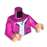 Torso Jacket, White Shirt with Medium Blue Spots print, Dark Pink Arms, Light Nougat Hands