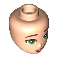 Minidoll Head with Dark Red Eyebrows, Bright Green Eyes, Dark Red Lips print