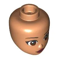 Minidoll Head with Thin Black Eyebrows, Reddish Brown Eyes, Dark Red Lips print