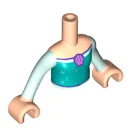 Minidoll Torso Girl with Dark Turquoise Dress, Lavender Shell Necklace, Light Aqua Arms and Light Nougat Hands