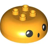 Duplo Brick Round 4 x 4 Dome Top with 2 x 2 Studs with Black Face, Surprised print