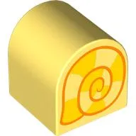 Duplo Brick 2 x 2 x 2 Curved Top with Yellow and Orange Snail House print