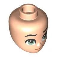 Minidoll Head with Sand Green Eyes, Looking Up, Closed Mouth Smile print