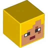 Minifig Head Special, Cube with Nougat Face, Magenta Lips print