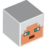 Minifig Head Special, Cube with Pixelated Nougat Face, Dark Turquoise Eyes Print