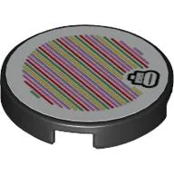 Tile Round 2 x 2 with Bottom Stud Holder with Spike and Barcode Print (Sticker)