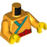 Torso, Tunic/Rove, Dark Turquoise Trim, Red Belt print, Bright Light Orange Arms, Dark Blue Hands