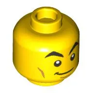 Minifig Head Cyber Rider, Big Eyebrows, Smile / Silver Glasses (Visor) print