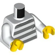 Torso Prison Sweater, Dark Bluish Gray Stripes Print, White Arms, Yellow Hands