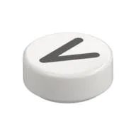 Tile Round 1 x 1 with Large Black < print