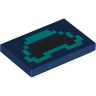 Tile 2 x 3 with Pixelated Black/Dark Turquoise Shapes print