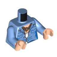 Torso, Shirt, One Button Done, White Top, Nougat Necklace print, Medium Blue Arms, Light Nougat Hands