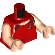 Torso, Shirt, Black Straps, Hogwarts Crest print, Light Nougat Arms and Hands