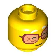 Minifig Head Mrs. Castillo, Dark Red Glasses, Wrinkles, Closed Eyes, Open Mouth Smile / Closed Mouth Smile
