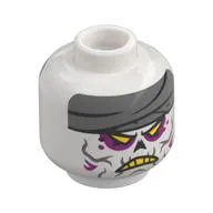 Minifig Head Nightmare King, Dark Bluish Gray Bandages (Head Wrap), Yellow Eyes, Magenta Eyeshadow, Dark Bluish Gray Lines, Yellow Teeth, Angry / Wrapped Face Print