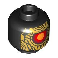 Minifig Head Imperium Guard Droid, Gold Plating, Red and Orange Center Eye print