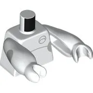 Minifig Torso with Light Bluish Grey Stripes/Circles print, White Arms Long Straight with Fixed Hands